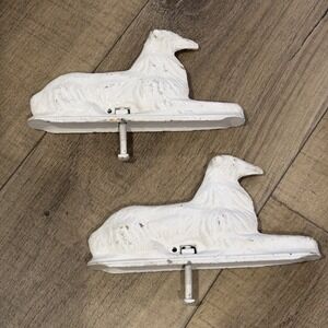 Vtg 2 Afghan Hound  Collie Dog Gate Topper With Bolt Cast Aluminum by HURRICANE